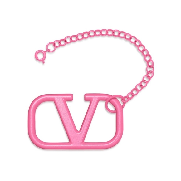 Valentino Accessories - Valentino V Logo Vibrant Pink Logo Key Chain Holder